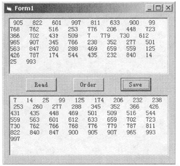 在名为Form1的窗体上建立一个文本框（名称为Text1，MultiLine属性为True， Scr