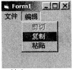 请在名为Form1的窗体上建立一个二级下拉菜单，第一级共有两个菜单项，标题分别为“文件”和“编辑”，