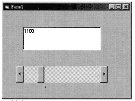在名为Form1的窗体上绘制一个水平滚动条，其名称为HS1，设置滚动框Min属性为 1000，Max