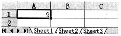 在Excel97工作簿中，有Sheet1、Sheet2、Sheet3三个工作表，如图所示，连续选定该