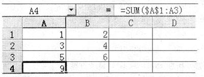 在Excel 97工作表中，设有如下形式的数据及公式，现将A4单元格中的公式复制到B4单元格中，B4