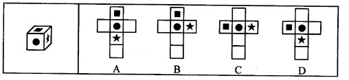 下面四个所给选项中，左边的图形经拆开后会像右边图形中的。（)A．B．C．D．下面四个所给选项中，左边
