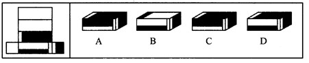 下面四个所给选项中，左边的图形经折合后会像右边图形中的（)。A．B．C．D．下面四个所给选项中，左边
