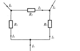 如下图所示电路中，已知I1=10mA，I3=5mA，I4=12mA，则I2、I5、I6分别为（)。A