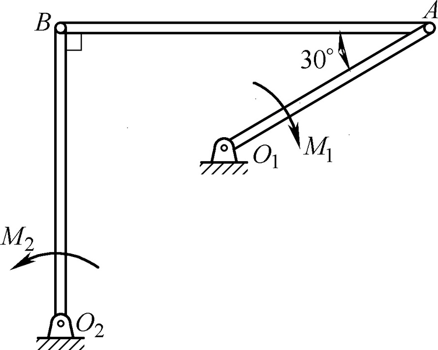 四连杆机构O1ABO2在图示位置处于平衡，已知O1A=4m，O2B=6m，作用在OA杆上的力偶的力偶