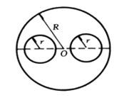 在质量为M，半径为R的匀质圆盘上挖出半径为r的两个圆孔，圆孔中心在半径R的中点，求剩余部分对过大圆盘