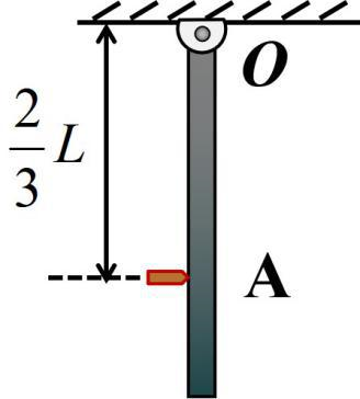 如图所示，长为L、质量为M的均质杆可绕通过杆一端O在纸面内做定轴转动。开始时杆竖直静止。现有一质量m
