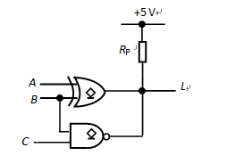 由OD异或门和OD与非门构成的电路如图所示，已知输出低电平时的最大输出电流，输出高电平时的漏电流,则