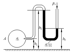如图所示,U形管测压计和容器A连接。已知h1=0.25 m,h2=1.61 m,h3=1 m,则容器