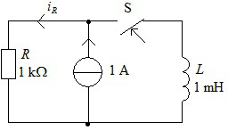 在图示电路中，假设换路前电路处于稳态，试求换路后电流及 iL及 iR 的初始值 iL（0+) 和iR