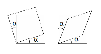 7.（图示）两单元体虚线表示其受力后的变形情况，两单元体切应变 γ的大小分别为 。 
