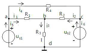 在如下图所示电路中，已知R1=5Ω, R2=2Ω, R3= R4=10Ω,uS1=10V, uS2=