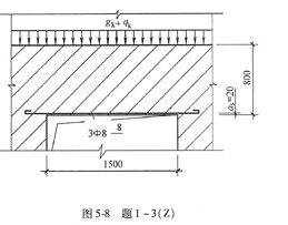 1～3：某墙体钢筋砖过梁净跨ιn=1．50m，墙厚为240mm，采用MU10烧结多孔砖、M7．5水泥