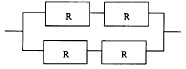 某计算机系统的可靠性结构是如下图所示的双重串并联结构，若构成系统的每个部件的可靠度均为0.9，即 R