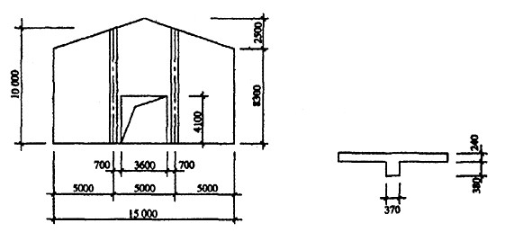 如图所示的山墙，采用MU10的烧结多孔砖，M2.5的混合砂浆砌筑，带壁柱墙的折算厚度ht=476mm