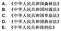 确认林地、草原的所有权或者使用权，确认水面、滩涂的养殖使用权，应分别依照（）的有关规定办理。