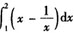 设曲线y=1/x与直线y=x及x=2所围图形的面积为A，则计算A的积分表达式为（）．