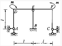 图示结构各杆EI=常数，杆端弯矩MDE为：（）