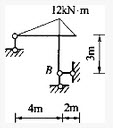 图示为结构在荷载作用下的M图，各杆EI=常数，则支座B处截面的转角为：（）