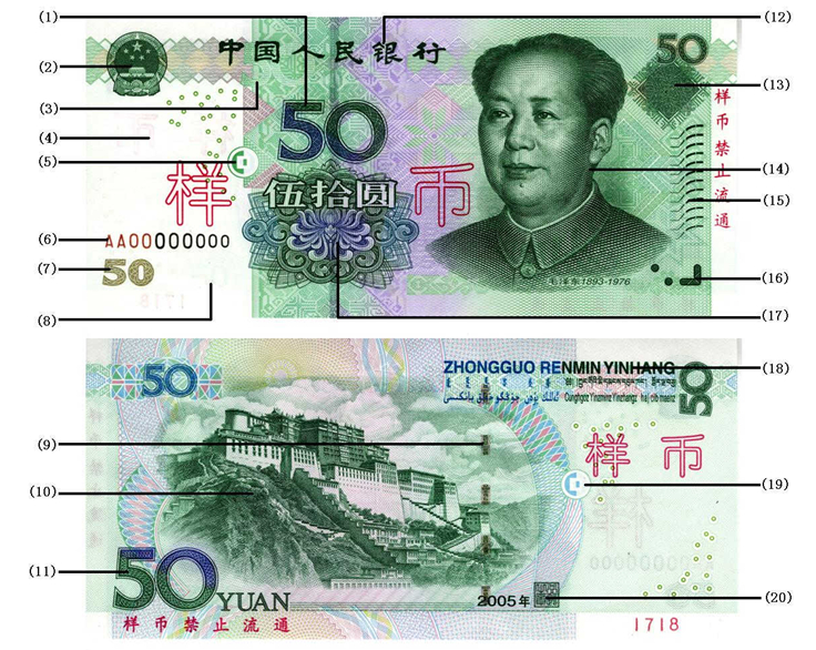 2005版人民币防伪特征图片