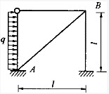 	图示结构（不计轴向变形）AB杆轴力为（EI=常数）：（）A. ['5ql／8B. 3ql／8C. 