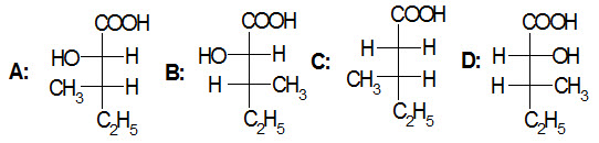 （S）-α-甲基丁醛与HCN加成然后进行水解得主要产物是（）。