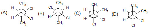 内消旋体：2，3—二氯丁烷的优势构象的NEWMAN投影式是（）。