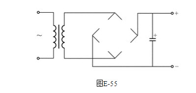 绘图题：标出图E-55中的二极管。	