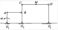在图示机构中，杆O1AOB2，杆O2CO3D，且O1A=20cm，O2C=40cm，CM=MD=30