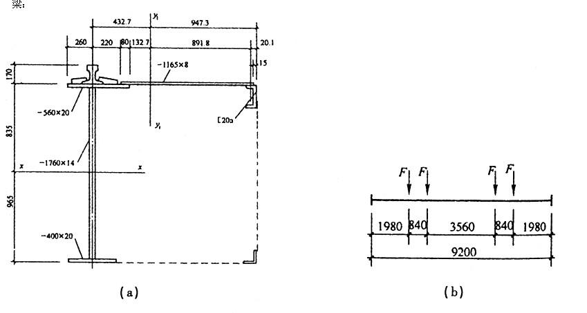 工形吊车梁采用q345c牌号钢材e5015焊条梁及制动结构截面如图a所示梁