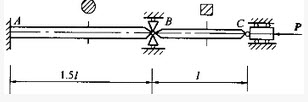 如图所示结构中，AB段为圆截面杆，直径d=80mm，A端固定，B端为球铰连接，BC段为正方形截面杆，
