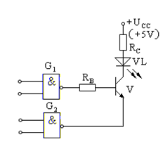 在下图所示的电路中，已知G1、G2均为TTL与非门，其输出高电平UOH=3.6V，输出低电平UOL¬