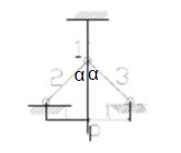 图示结构中，三根杆的横截面积相同，但E2=2E3，则杆2与杆3轴力间的关系可能有四种答案，其中正确的