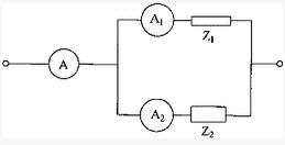 图示电路中，已知Z1是纯电阻负载，电流表A、A1、A2的读数分别为5A、4A、3A。那么Z2负载一定
