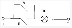 由开关组成的逻辑电路如图所示，设开关接通为"1"，断开为"0"；电灯亮为"1"，电灯暗为"0"。则该