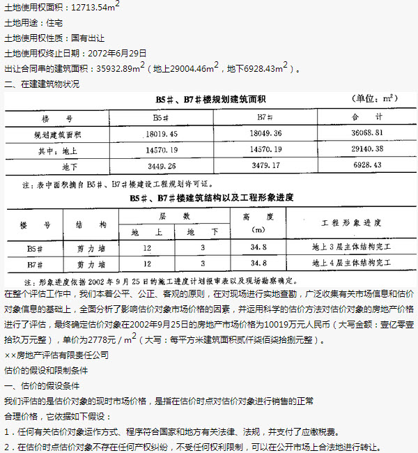 （指错题）北京某住宅楼在建工程抵押价值评估报告	（封面、目录、注册房地产估价师声明略）	致委托方函	