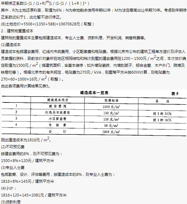 北京某花园别墅拆迁补偿价值评估报告	（封面、目录、注册房地产估价师声明、估价假设和限制条件略）	致委