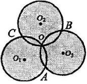 如图，周长都为6的三个圆O1O2，O3有共同的交点O，另外的交点分别是A，B，C．若将图中的阴影部分