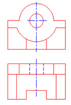 作图题：根据组合体的两视图，补画其第三视图。	