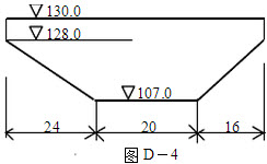 计算题：某地下连续墙的形状如图D－4所示，墙厚0.8m，扩孔系数为1.15，求其截水面积和混凝土浇筑