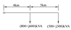 一条10kV线路向两个用户供电，允许电压损失为5%，环境温度为30℃，其他参数如图3-26所示，若用