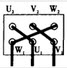 某三相异步电动机的额定电压为380/220V，若电源电压为380V，则下面4个图中能使电动机处于额定