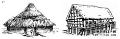 如图，是两幅古代房屋的复原图，结合所学知识回答下列问题：（10分）		（1）写出图A和B房屋样式的名