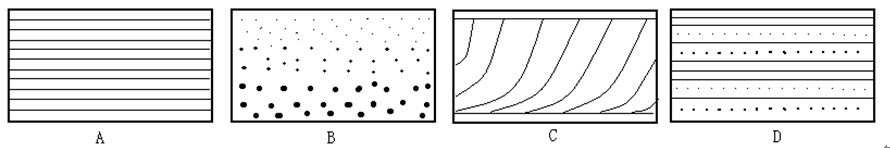 下图为层理类型，斜层理是（）.