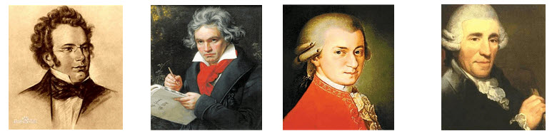 看下列四幅图，不属于奥地利的作曲家是（）。