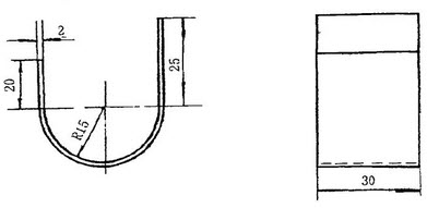 计算题：计算图所示具有180°角的零件的毛料展开长度。