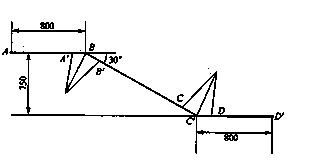 计算题：制作一根如图示，尺寸为φ76×3的来回弯。试求其管段所用的长度，并标注在管段上。	