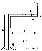图示平面刚性直角曲杆的支承力、尺寸与荷载均已知，且Fpa>m。B处插入端约束的全部约束力各为：（）