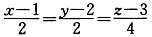 过点M1（1，2，3）及点M2（4，6，8）的直线方程为（）