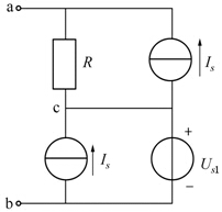 如图所示电路的戴维南等效电压源的Us和R0分别为（）。